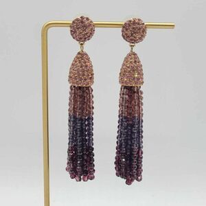 Baublebar Gold Brown Black Gem Tassel Drop Earrings